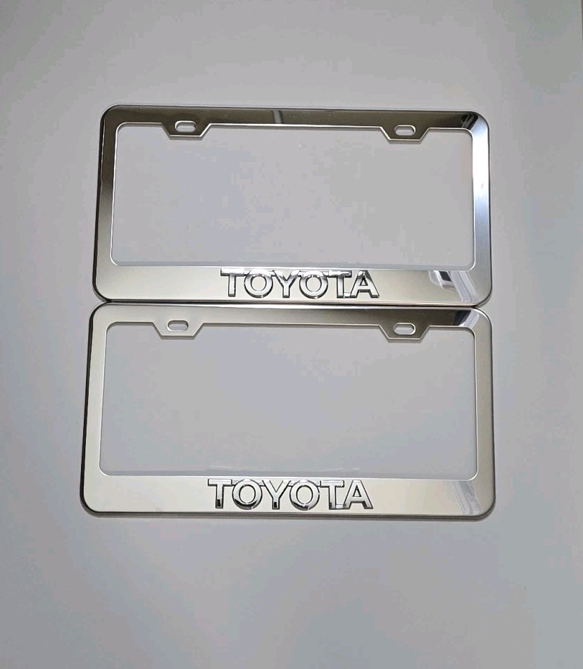2 pcs Silver License Plate Frame for 3D silver -Toyota- Logo