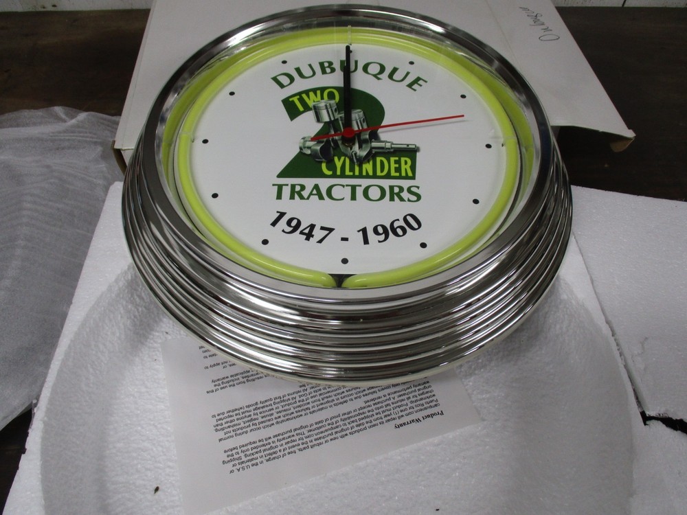 John Deere Dubuque two cylinder tractors neon clock