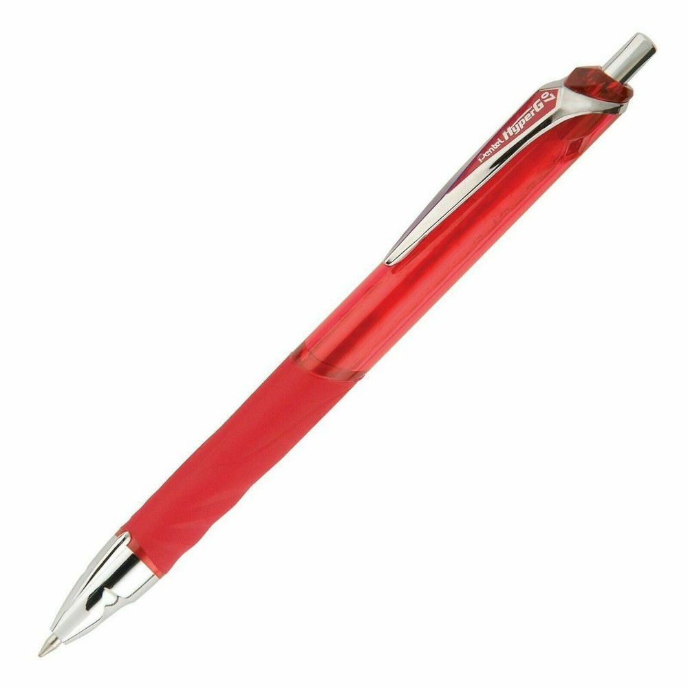 NEW Pentel HyperG Retractable RED Gel Roller Pen 2-PACK .7mm Medium KL257BP2B