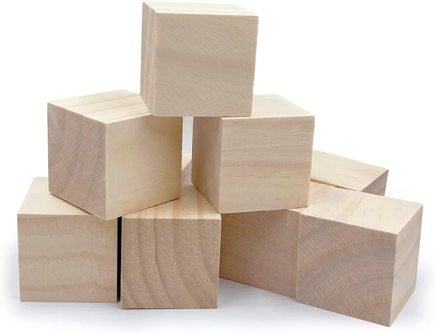 Wood Blocks for Crafts, Unfinished Wood Cubes, 2 Inch Natural Wooden Blocks, Pa