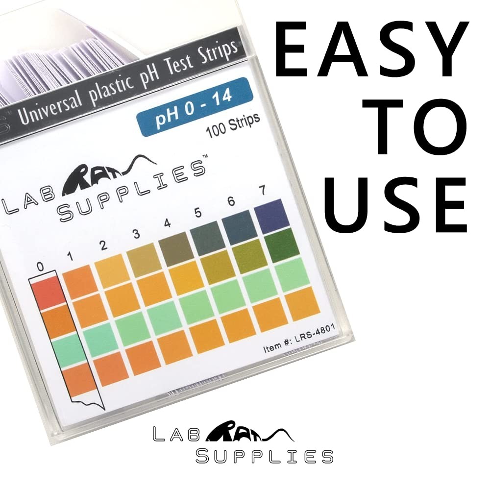 Plastic pH Test Strips, Universal Application (pH 0-14), 100 Strips | for Sal...