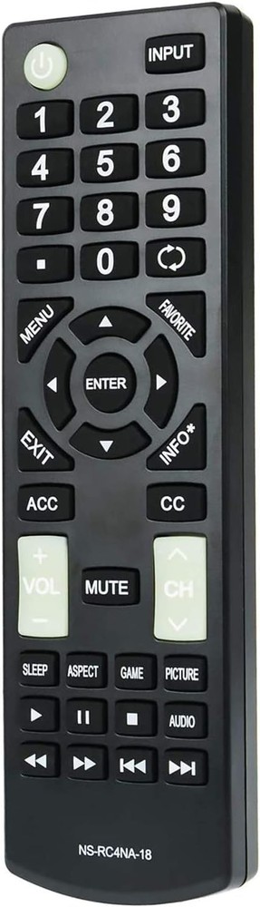 Universal NS-RC4NA-18 Remote Control Replacement for All Insignia TVs Black