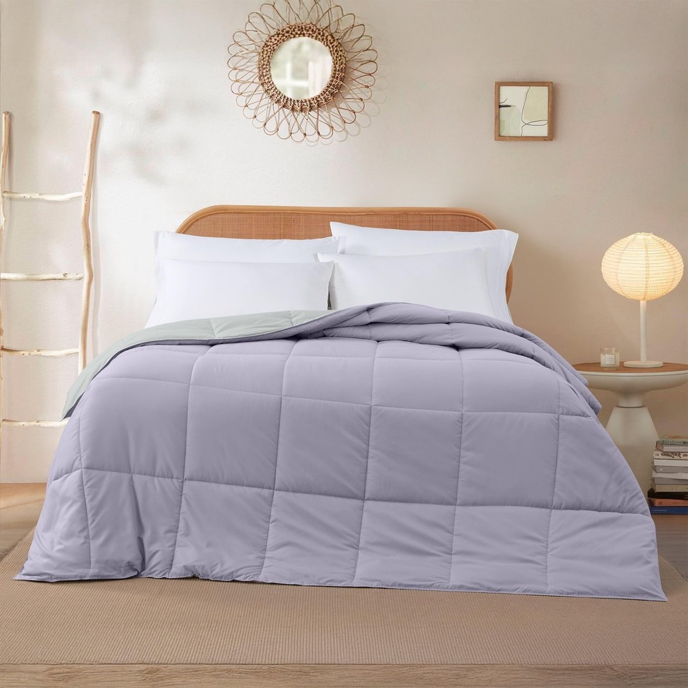 Down Alternative Reversible Comforter Purple/Silver Queen