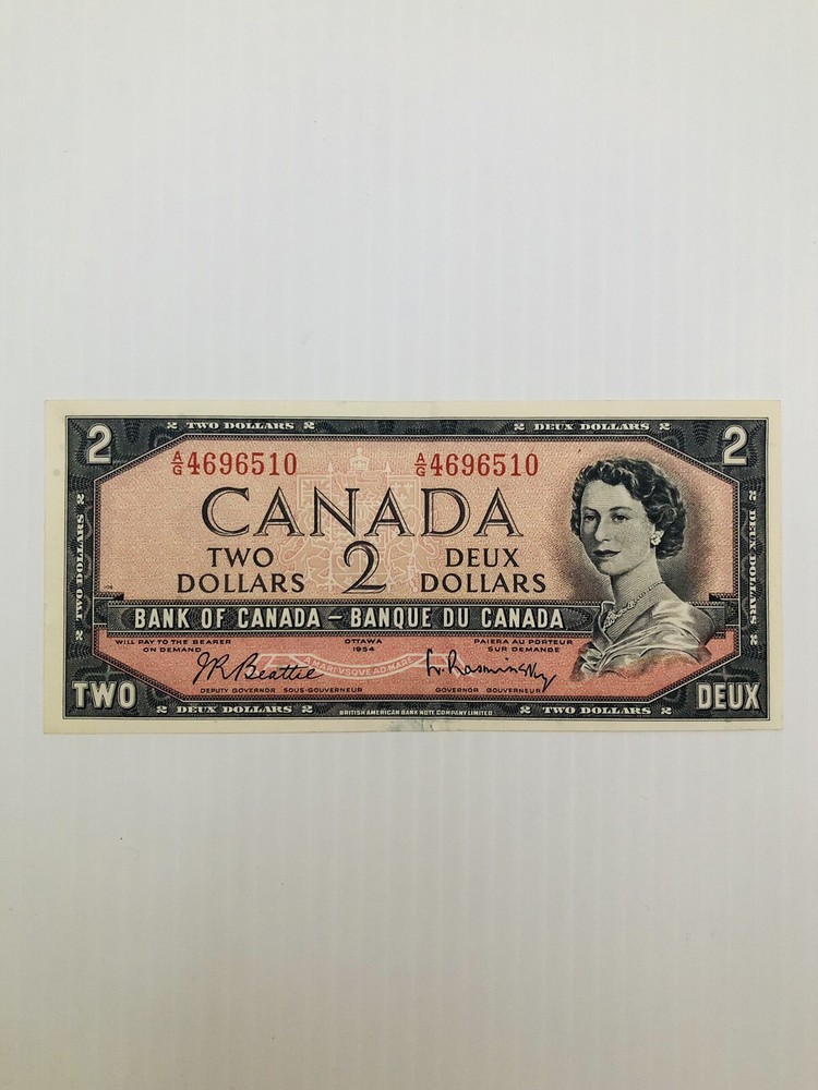 Canada 2 Dollars 1954 Prefix A/G Nice Condition