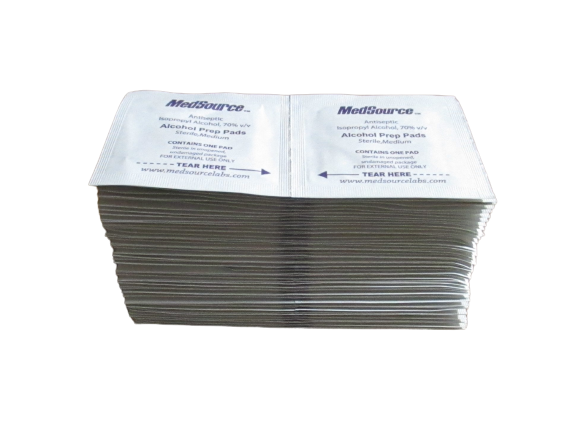 100 MedSource Antiseptic 70% Isopropyl Alcohol Prep Pad Sterile Wipe - Medium