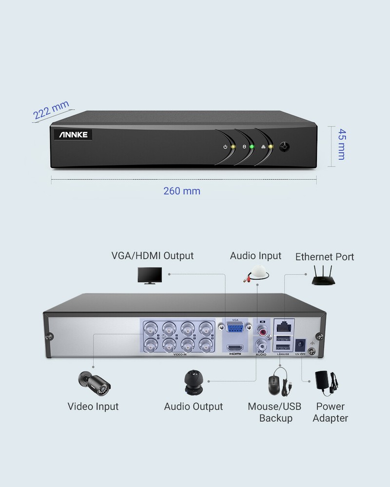 ANNKE 5MP Lite 8CH DVR 5in1 Video Recorder for Smart Security Camera System