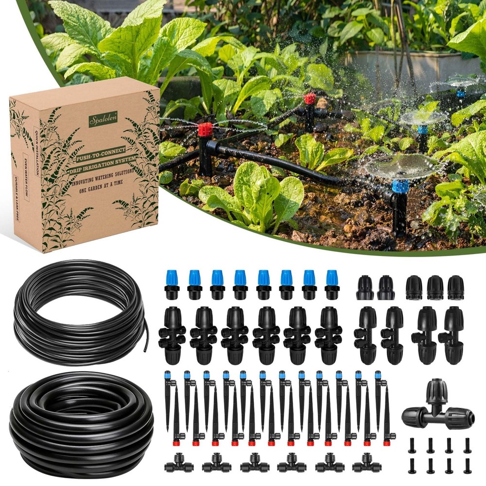 Drip Irrigation System Push-to-Connect Garden Watering System Kit for Raised ...