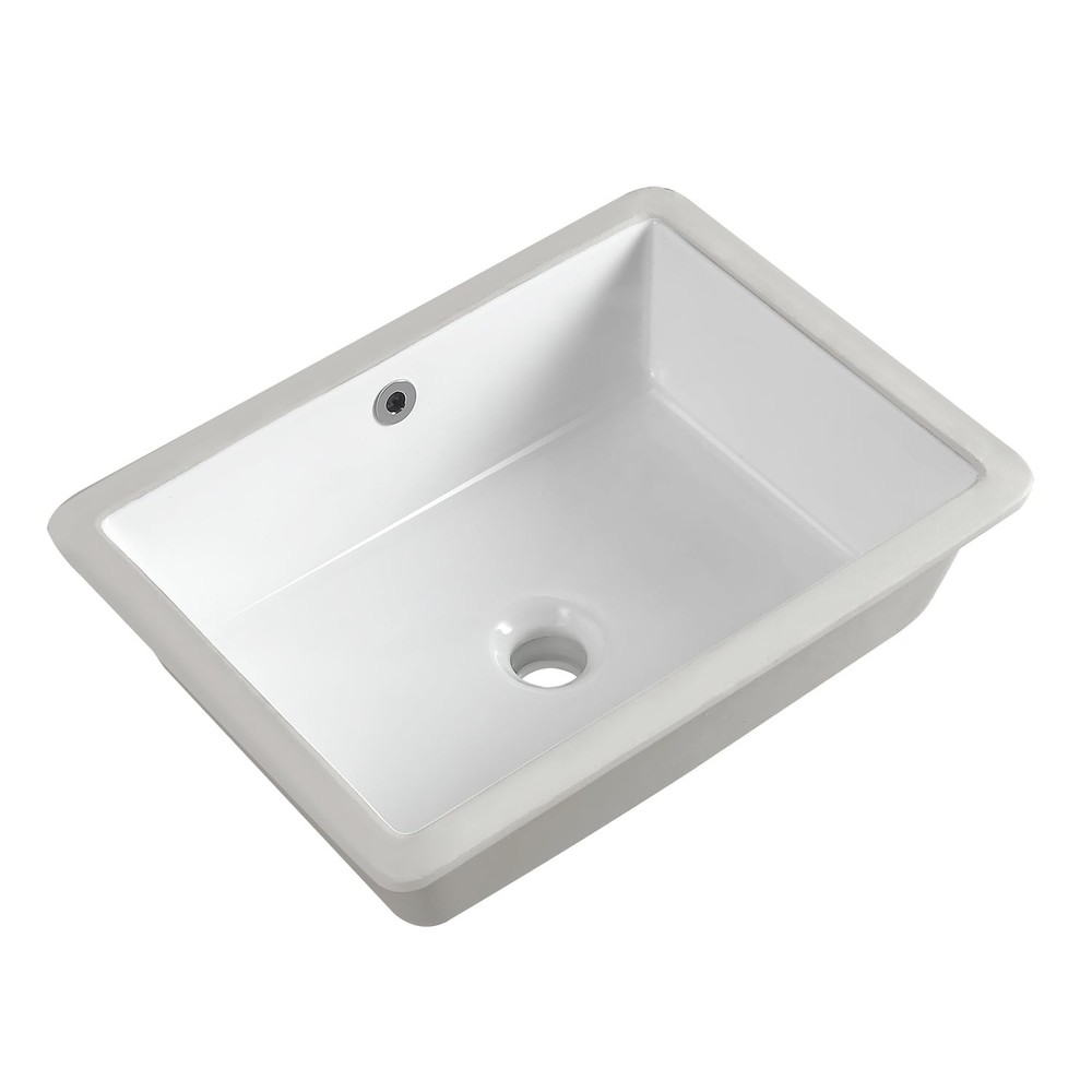 18" Undermount Bathroom Sink Small Rectangle White Ceramic Under Counter Basin