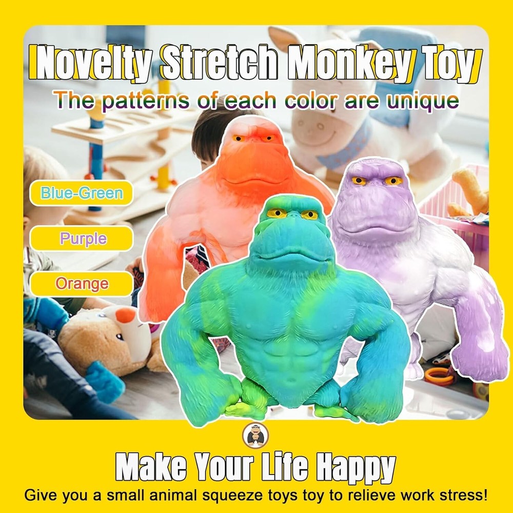 Stretchy Squishy Monkey Squeeze Toy Funny Gorilla one size, Green