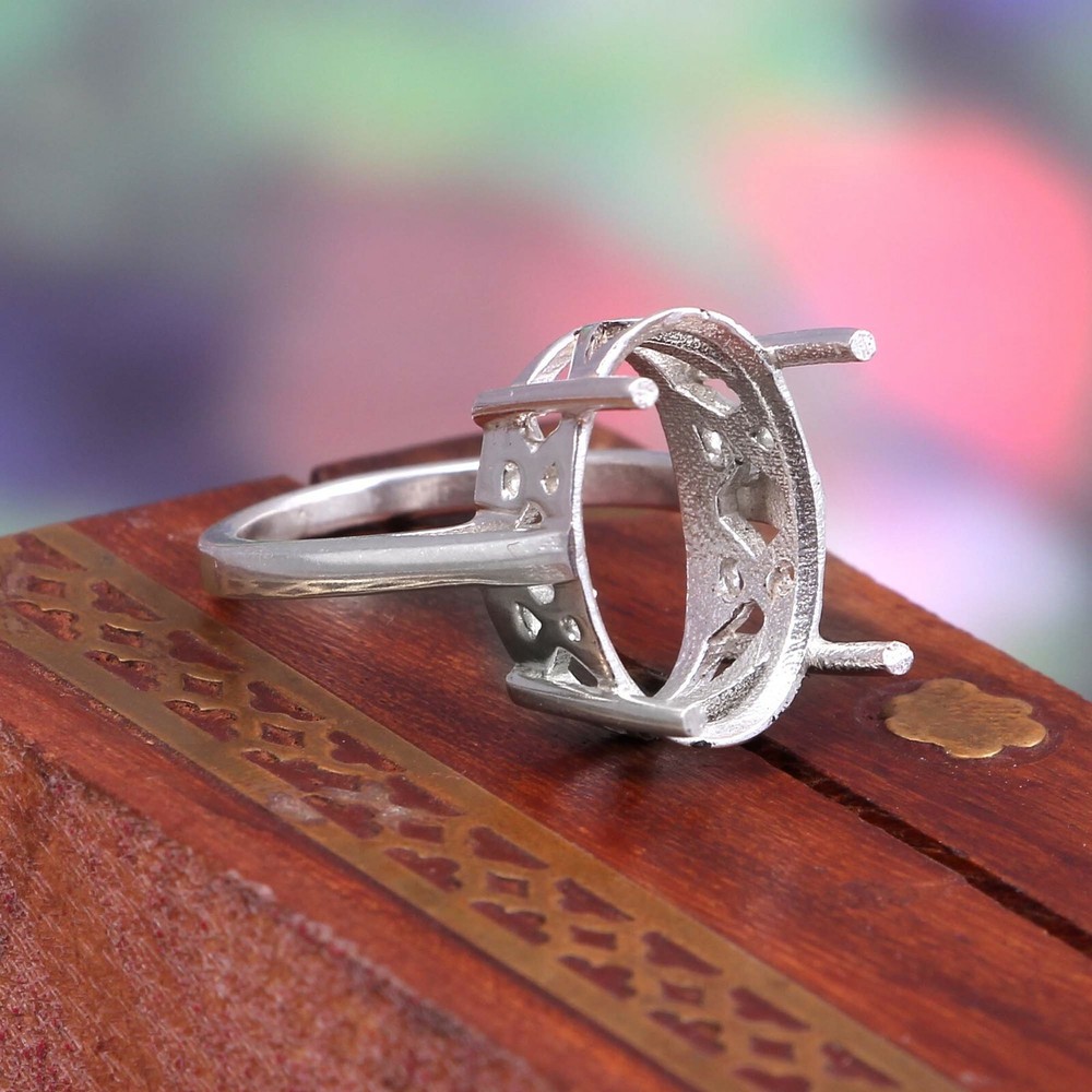 Semi Mount Ring Stone Setting Size 20X15 MM Oval Shape 925 Sterling Silver Ring