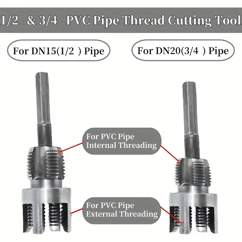 Integrated Internal & External Pipe Threading Tool For 1/2'' + 3/4'' Water Pipe