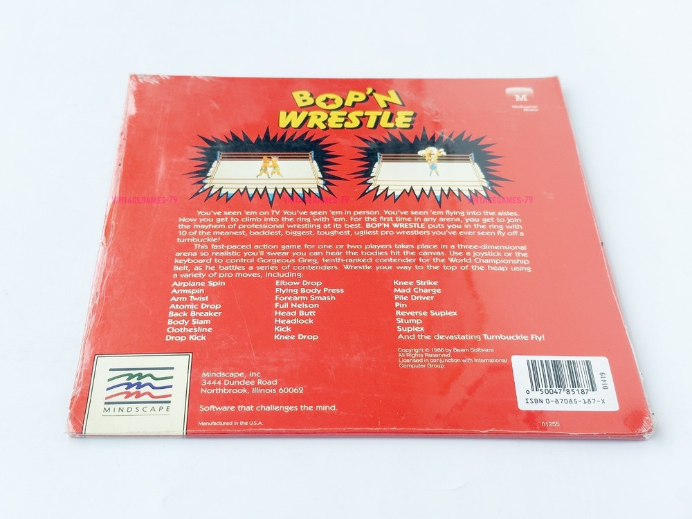 Bop'N Wrestle - Mindscape - 1986 / IBM PC - Sealed
