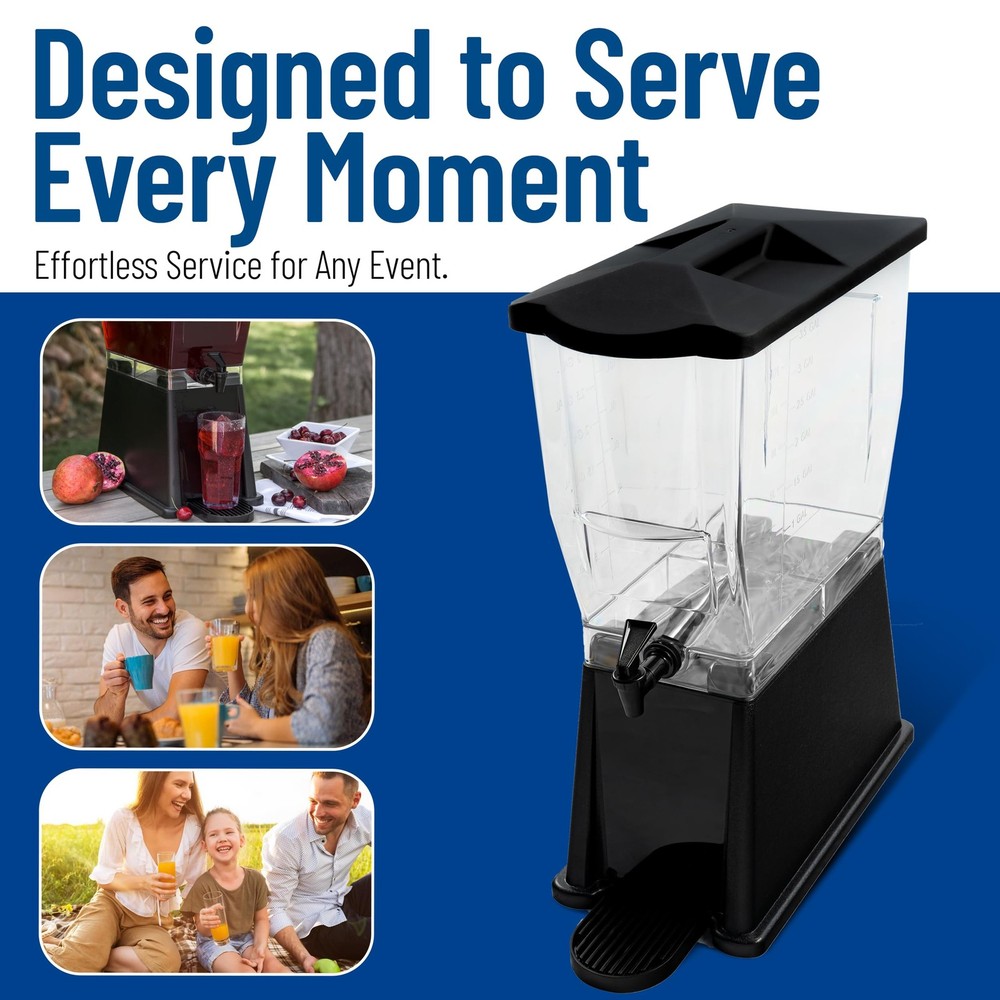 3.5 Gallon Drink Dispenser - Premium Simple Black Beverage Container
