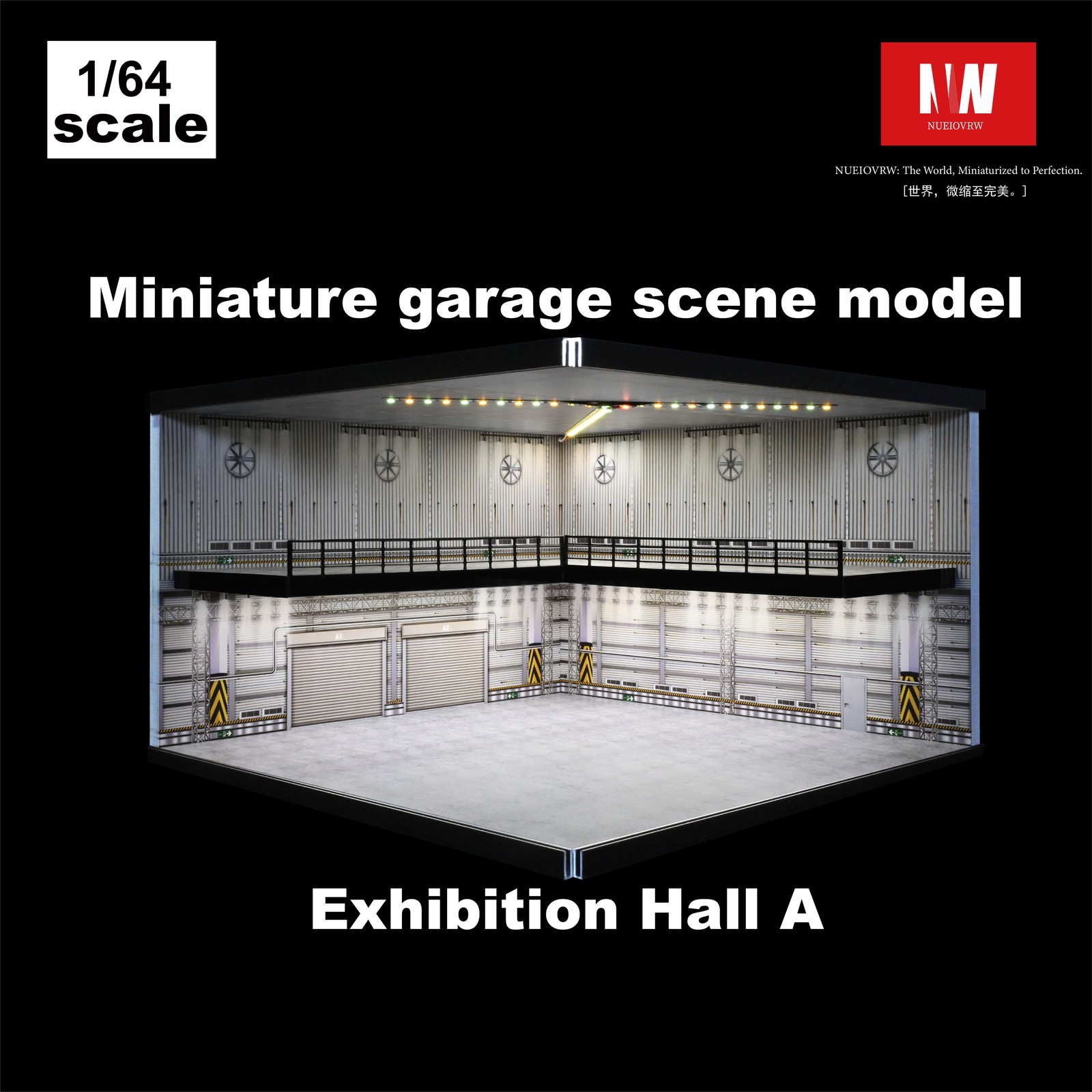 Diorama 1:64 Parking Lot Model LED Lighting Diecast Garage Model Display Case US