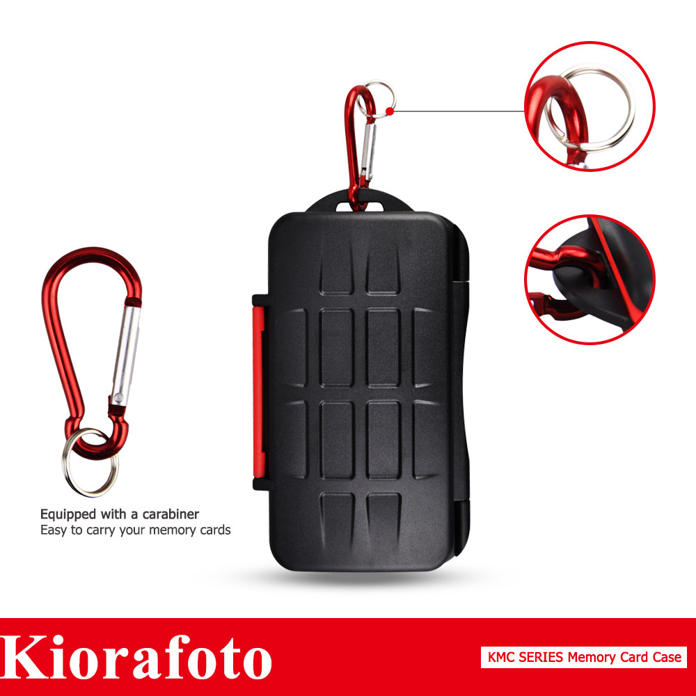 Red Water-Resistant Memory Card Case Holder Storage 12 SD SDHC SDXC+12 Micro SD
