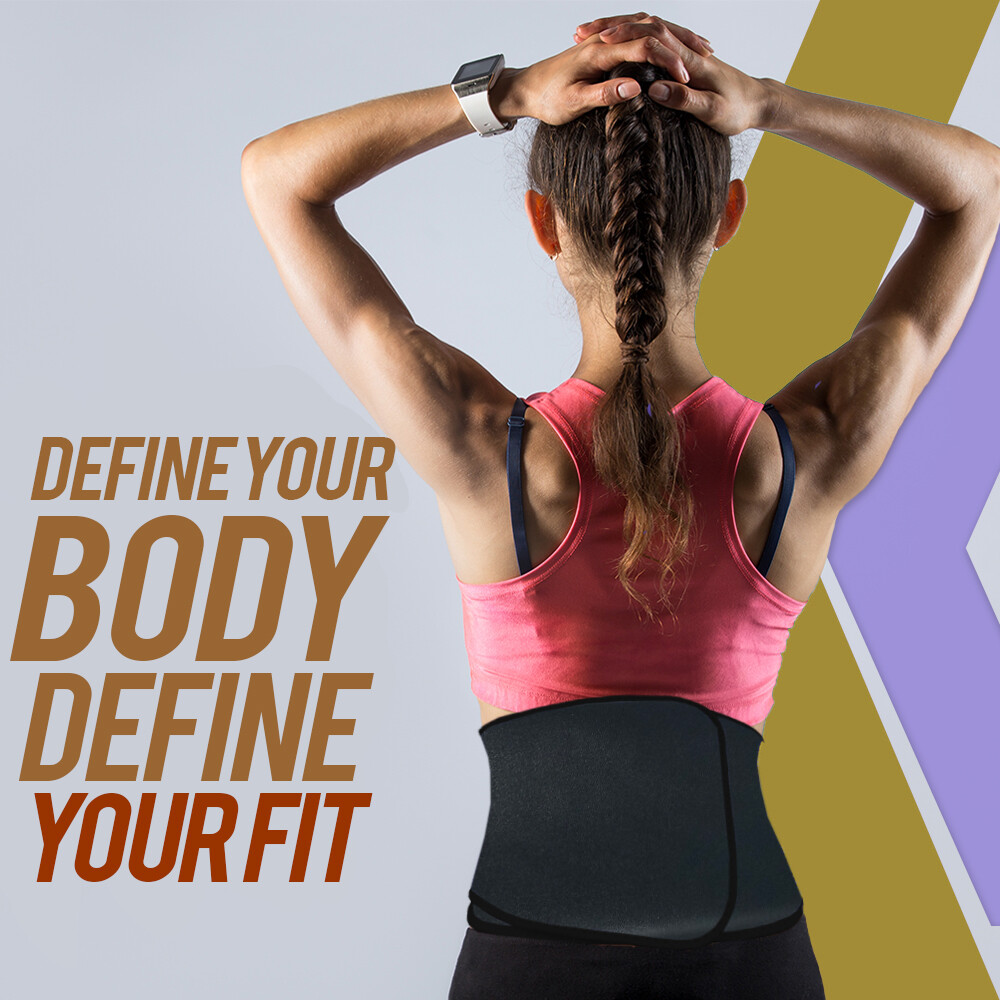 Formfit Thermal Slimmer Belt. Body Shaper. 12''. Women. One Size. Metallic Black