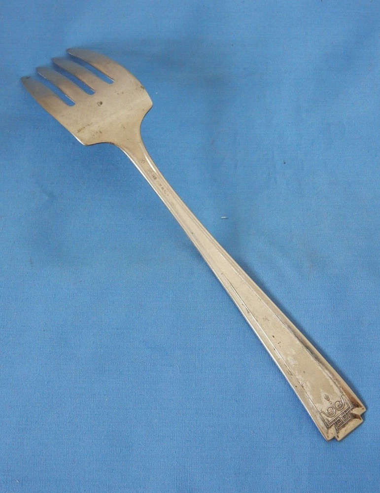 National Silver Silverplate Doric 8" Cold Meat Serving Fork