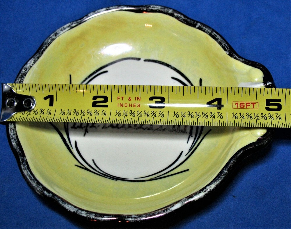 Vintage Don't Burn The Tablecloth Message Ceramic Ashtray Silver Luster Graphics