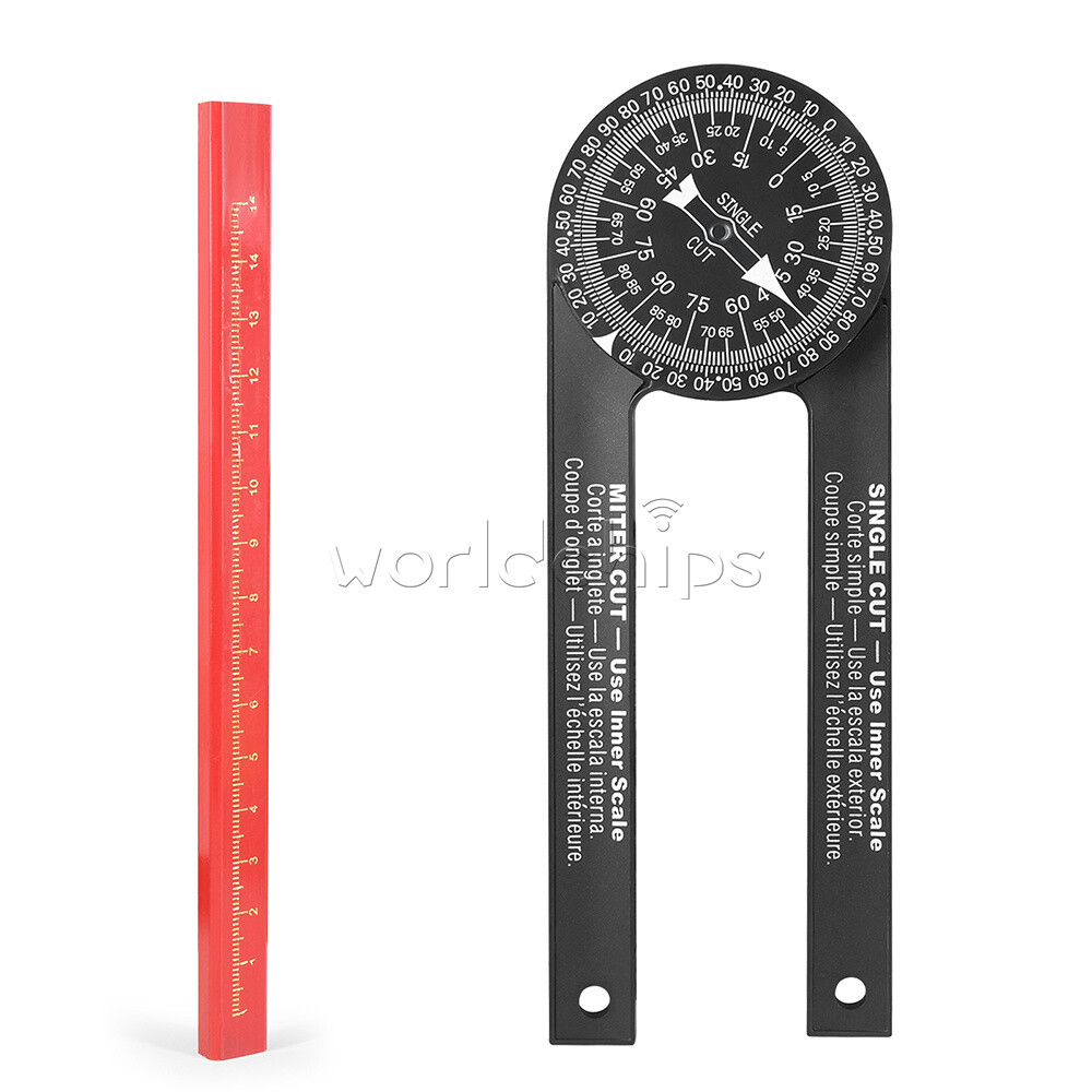 Miter Saw Protractor ABS Angle Finder Level Meter Goniometer + pencil