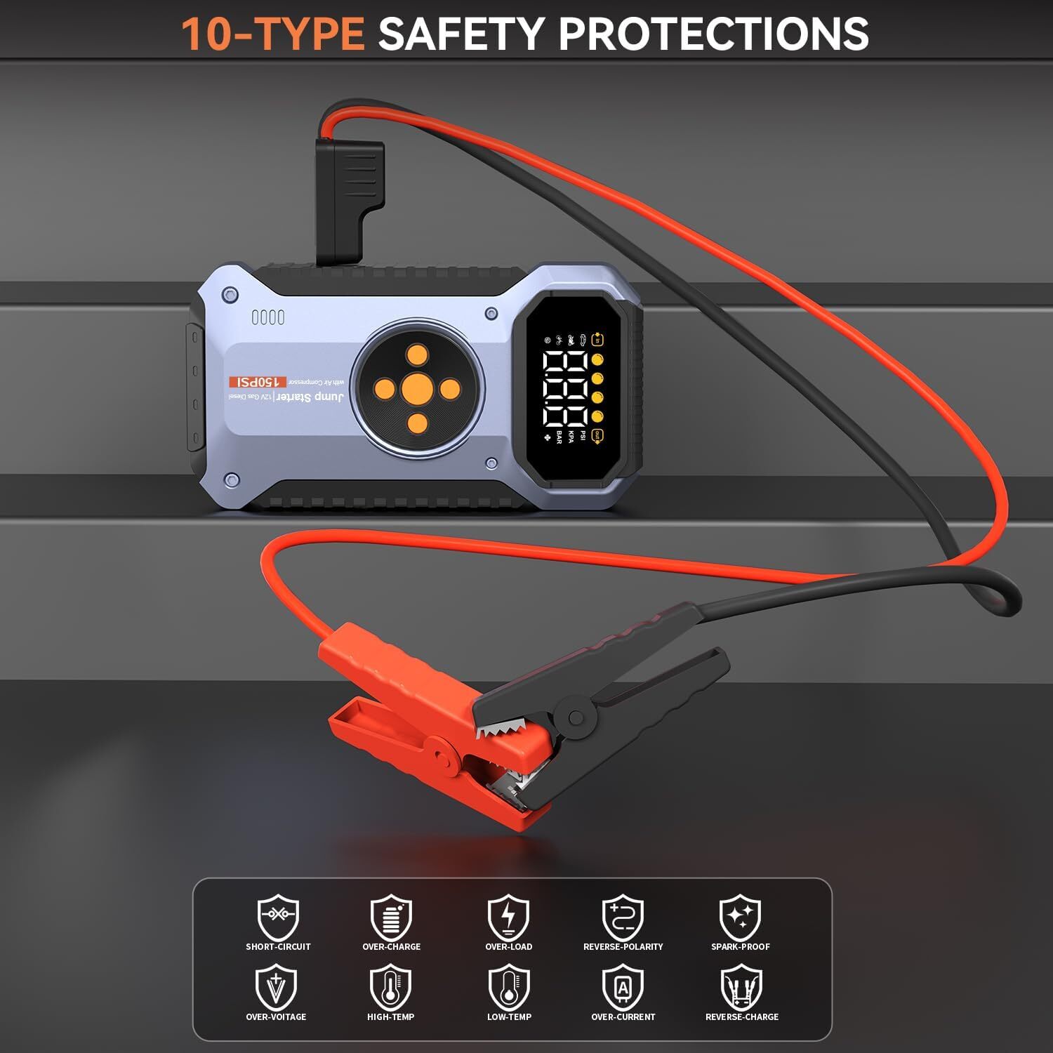 Geeneu Jump Starter with Air Compressor, 8000A Portable Car Battery Booster 12V