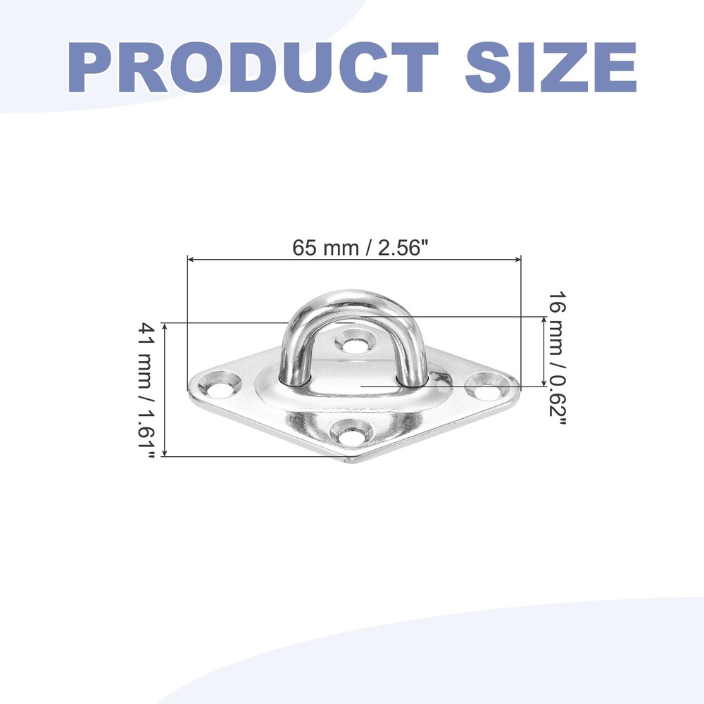 2Pcs M6 Eyelet Bracket Set Diamond Shaped Hook Plate and Hook, Silver