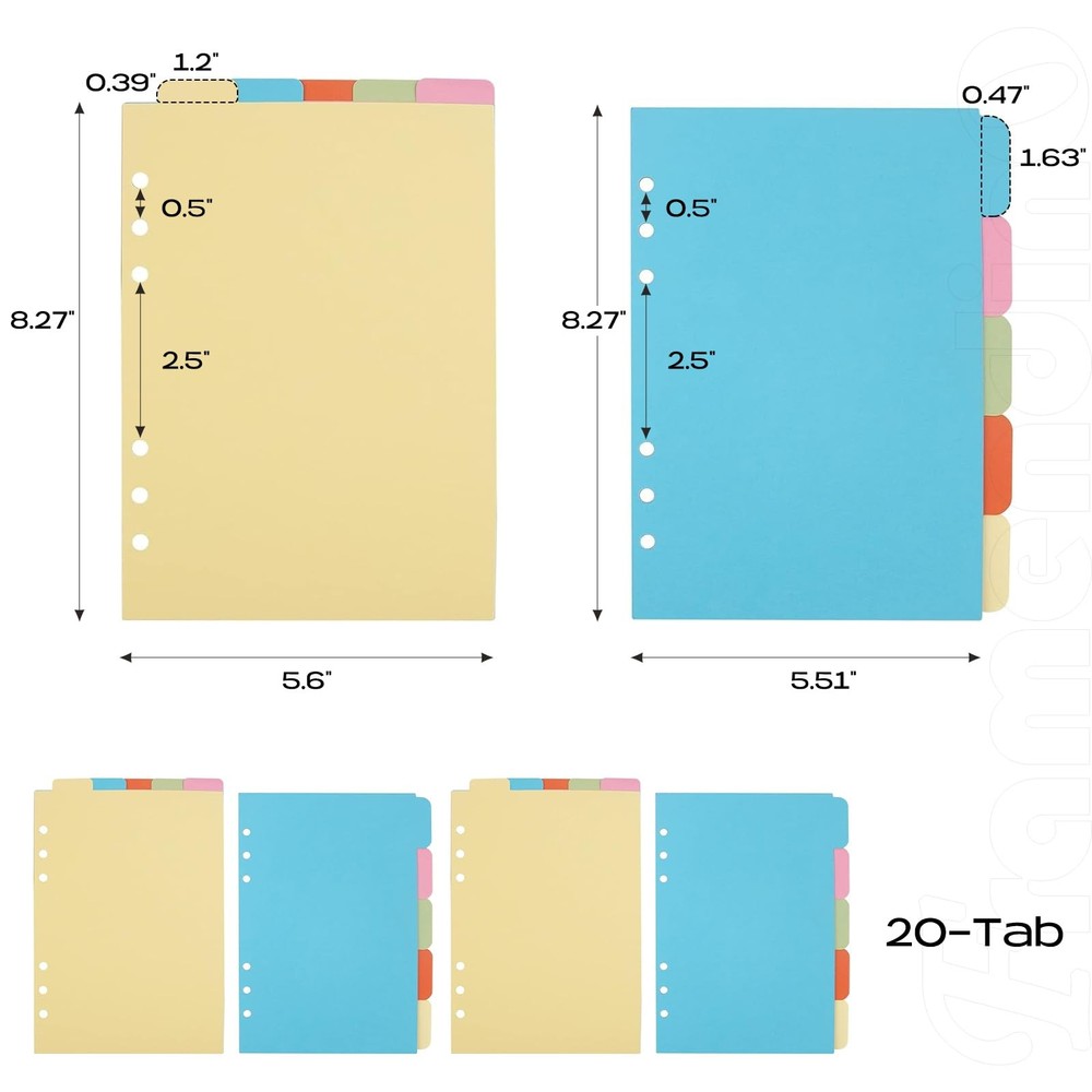 Framendino, 2 Sets A5 Vertical Tabs and Horizontal Paper Divider 4 Pack,