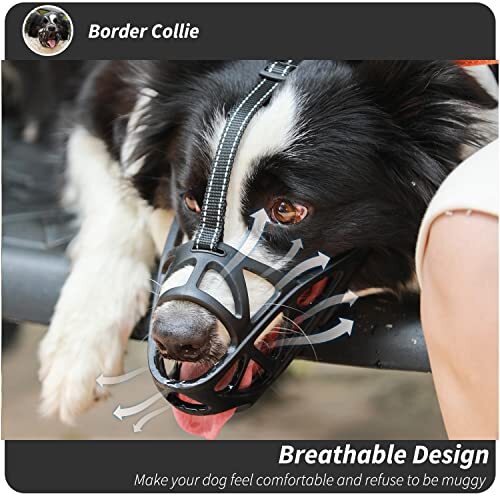 Dog Muzzle, Soft Basket Muzzle for Medium Large S(Snout 6.75-8.25") Black