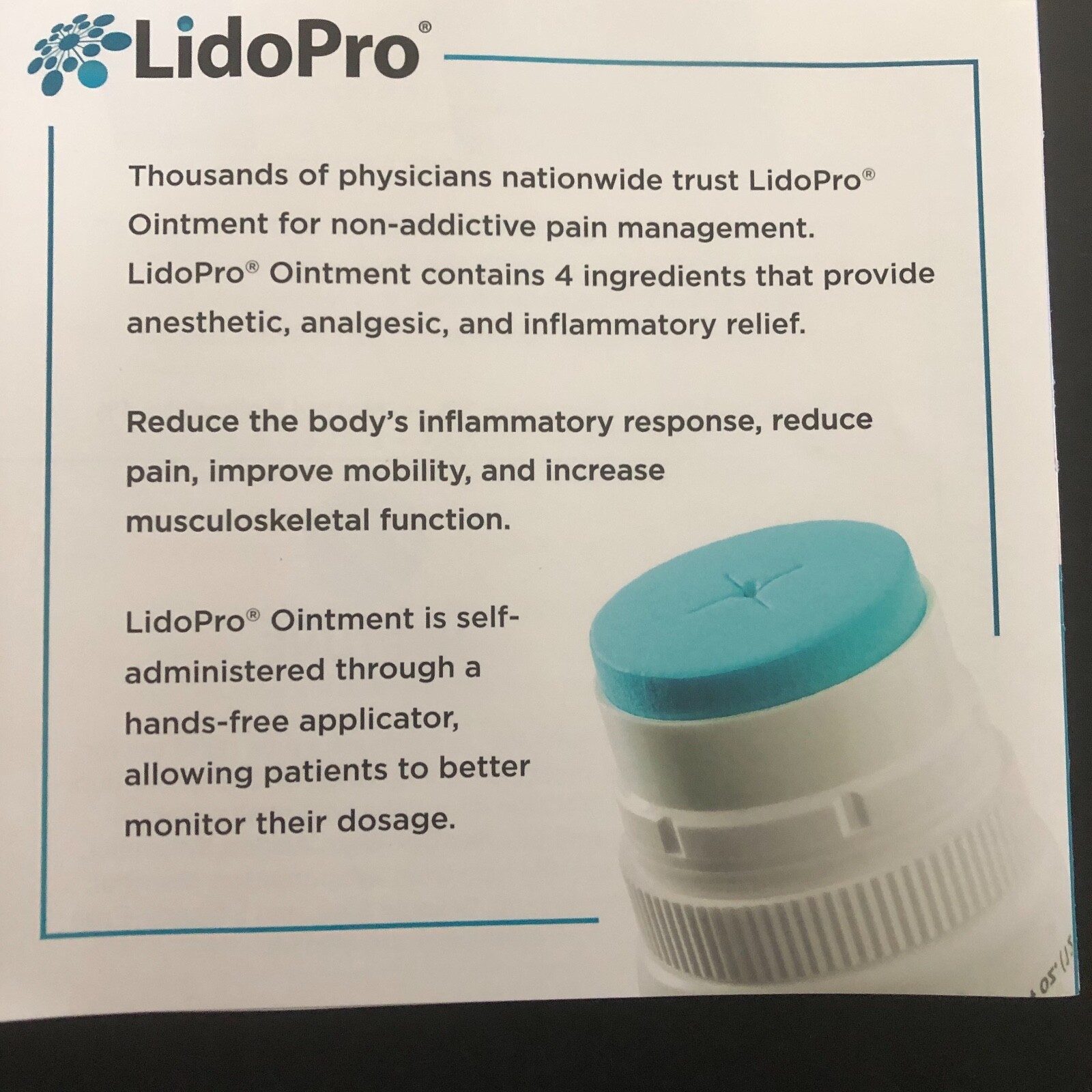 LidoPro Ointment 3.5OZ Topical PAIN RELIEF Tube Free Hand Applicator Exp. 6/27