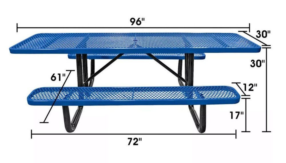 PICNIC TABLE Commercial - ADA Wheelchair Accessible - 8 Ft Rectangular