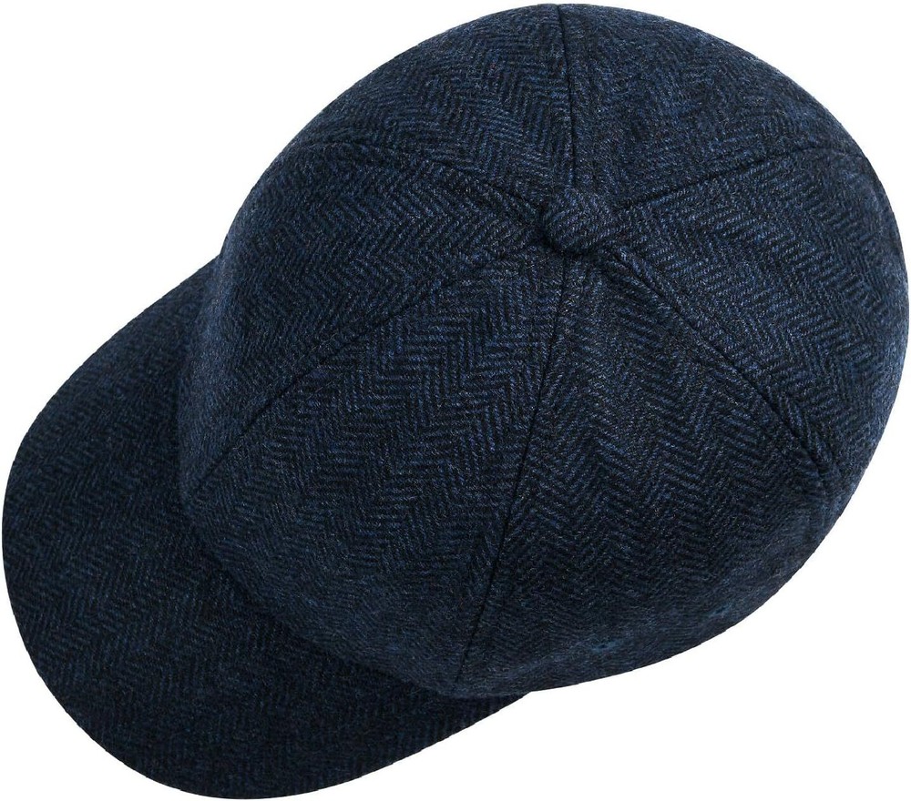 Wool Baseball Cap for Men Adjustable Unstructured One Size, Herringbone Navy