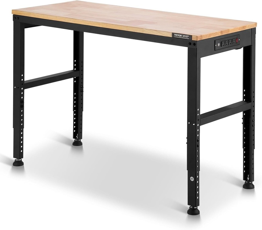 Versatile Adjustable Work Bench - 48 x 20 Inches, 2000 lbs with USB & AC Outlets