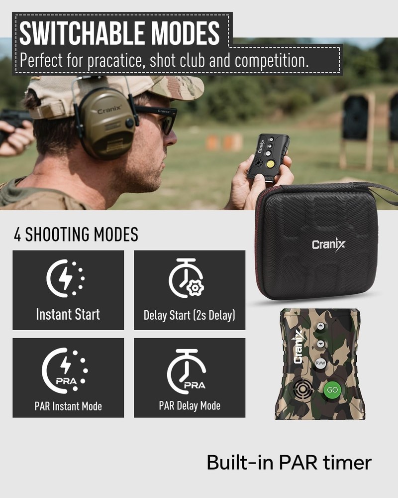 Professional Shot Timer for Shooting Competition, 0.01s Precision Tactical Gray