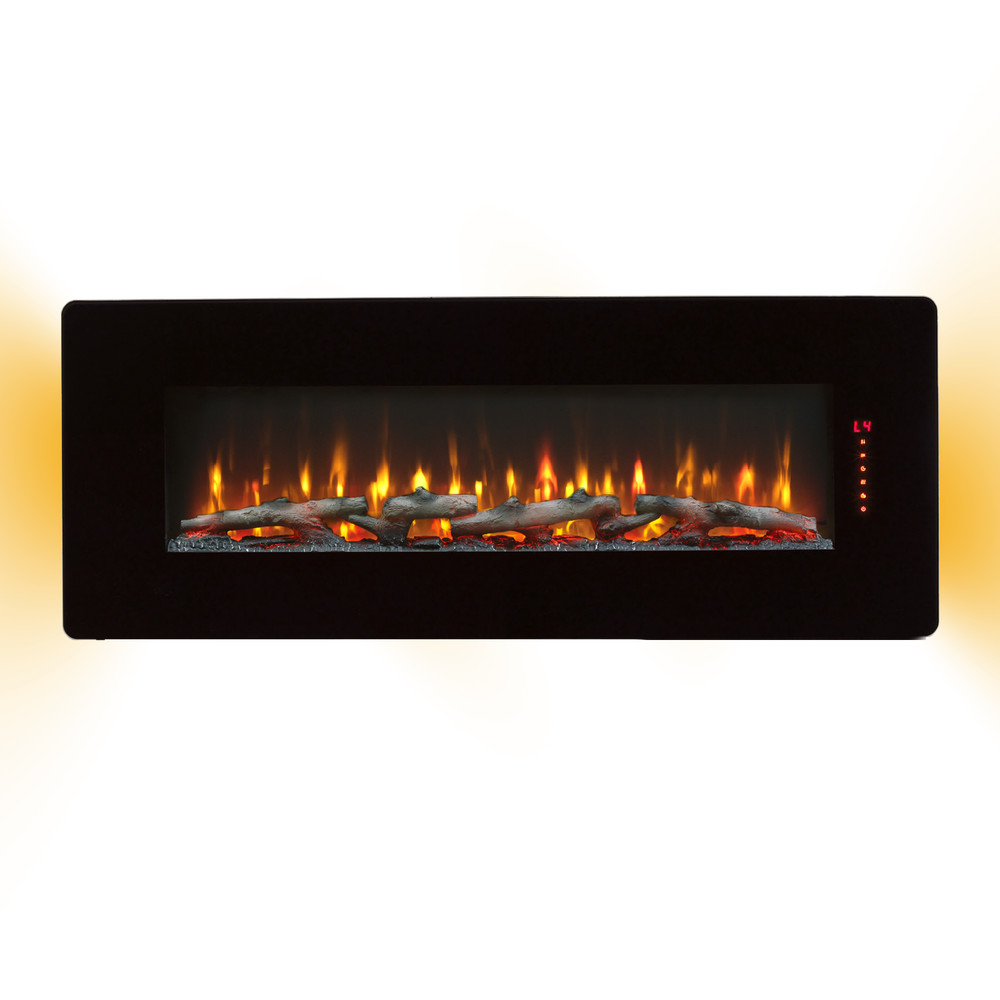 48" Curved Front Wall Mounted Electric Fireplace with Multi Color Flame&Emberbed