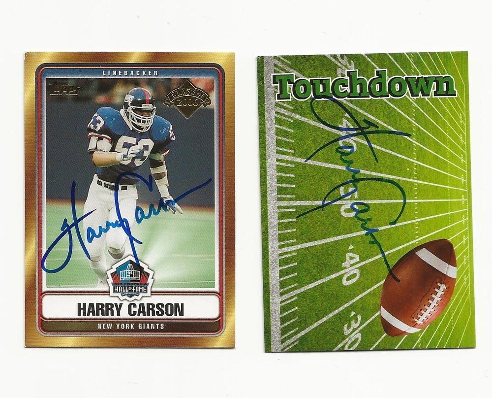 HARRY     CARSON      GIANTS/HOF       2     CARD        AUTOGRAPHED    LOT