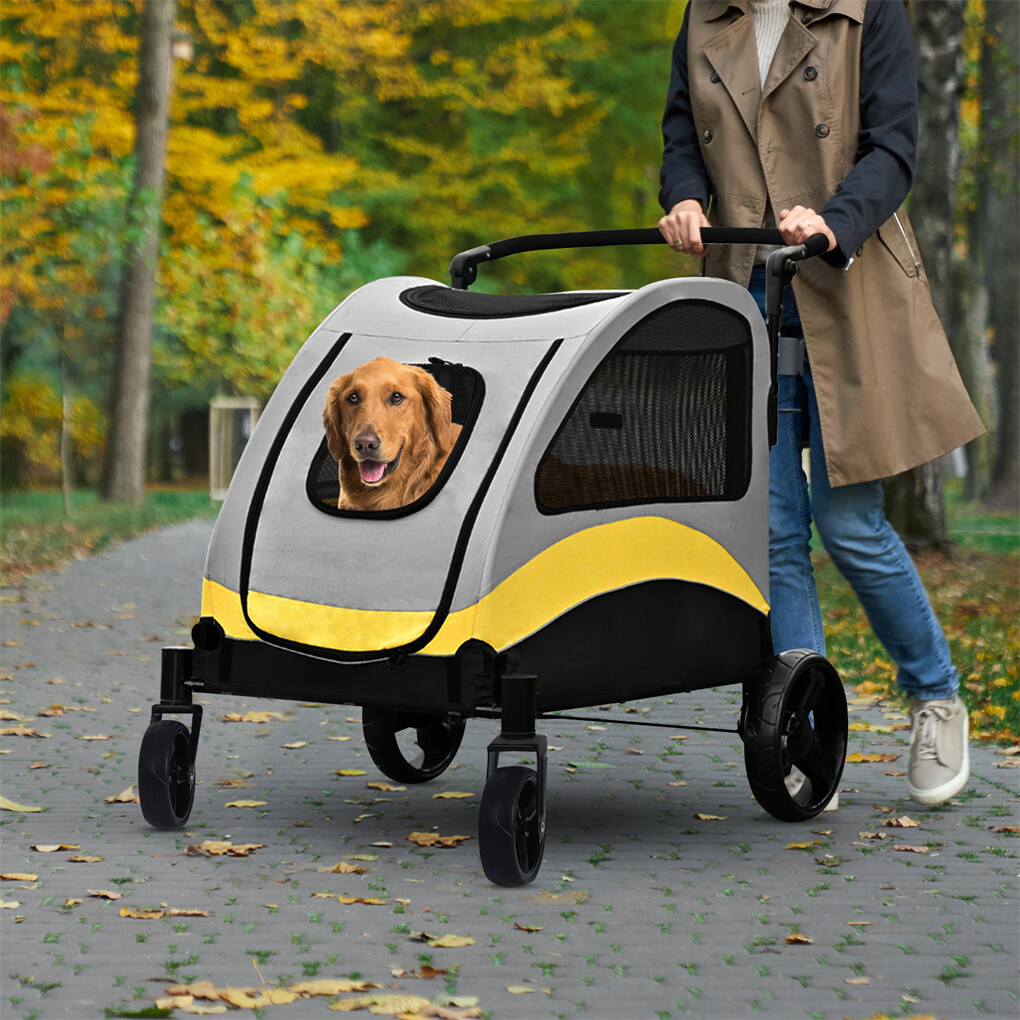 XXL Double Seat Dog Stroller Buggy Anti-shock Pet Doggy Pram Divided for 2 Dogs