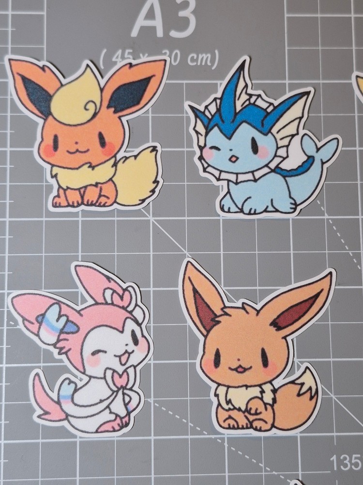 Eeveelution Stickers Matte Lamination Texture Cute Eevee Sticker Decal Pack