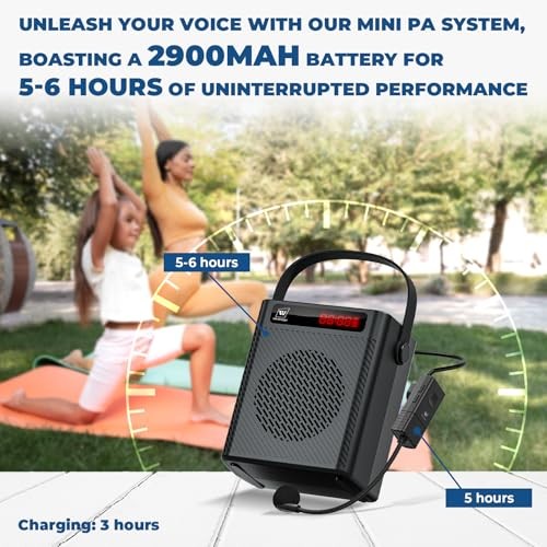 Voice Amplifier with Wireless Microphone & Speaker - Portable Bluetooth PA
