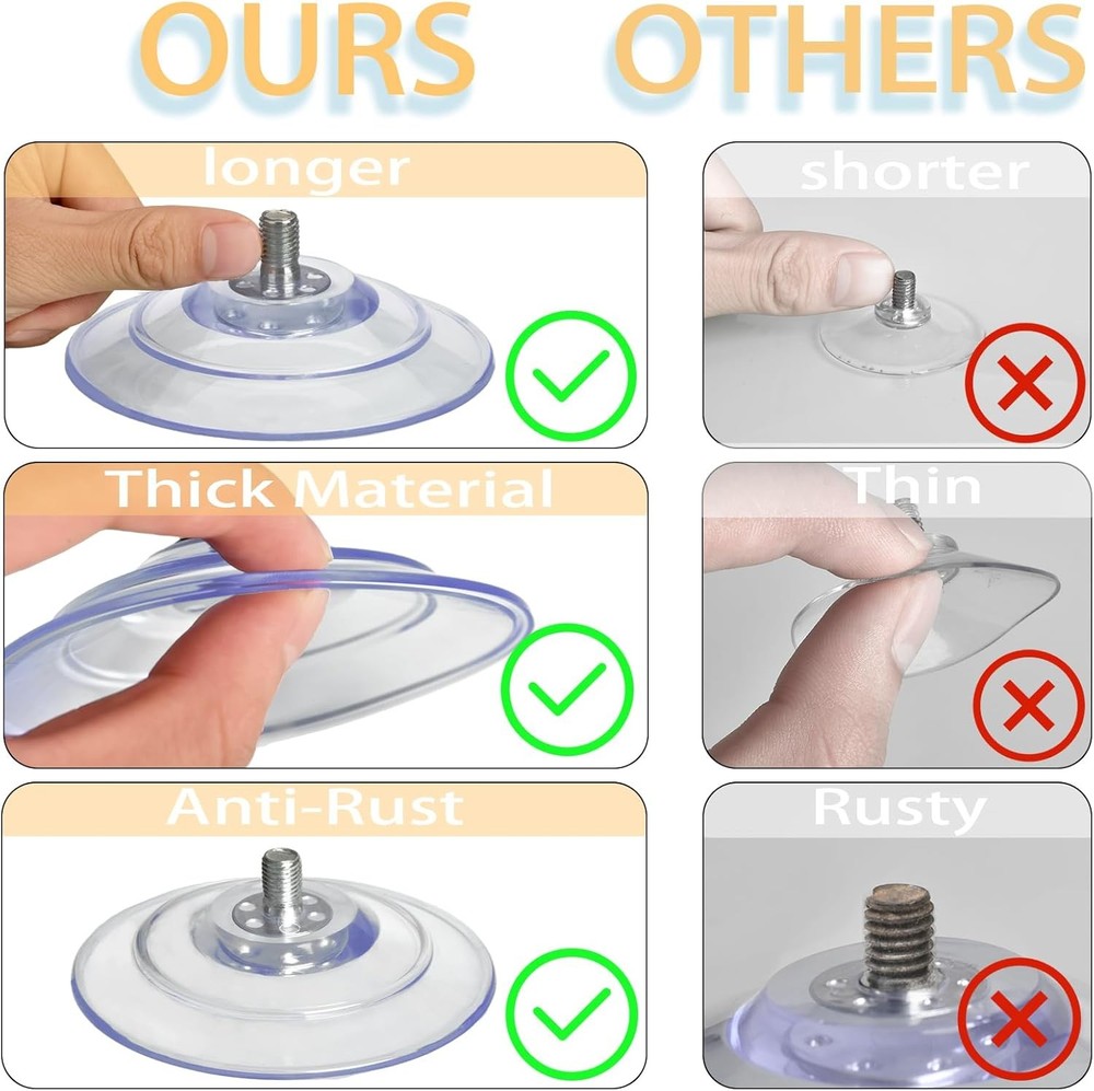 85mm Suction Cup 4 Pack with M8 Thread Clear