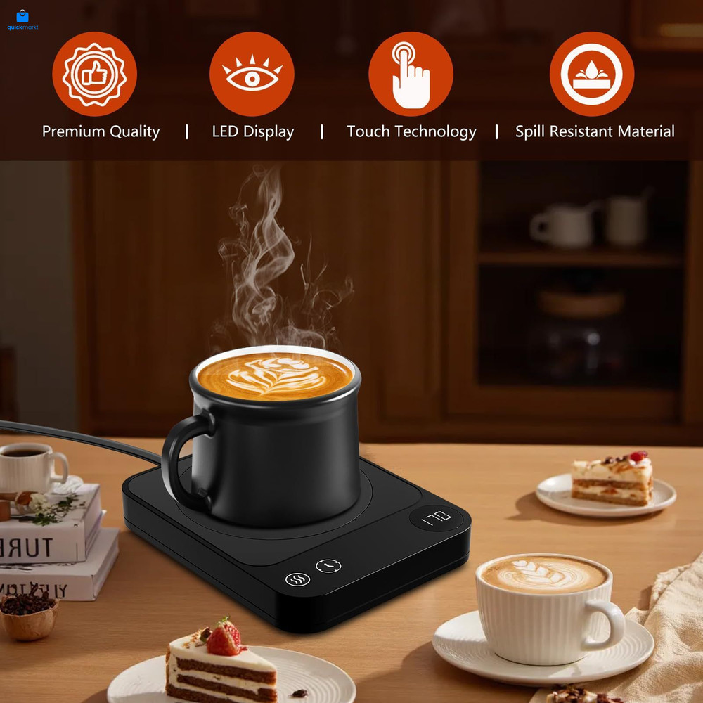 Mug Warmer, Coffee Warmer with 3 Temp Settings, 3.7D, C Black