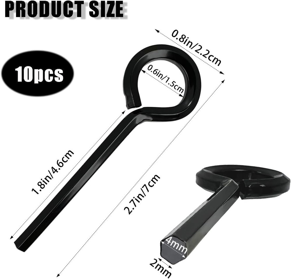 10 Pack 5/32 Inch Standard Hex Dogging Key with Full Loop, Black Hex Dogging Key