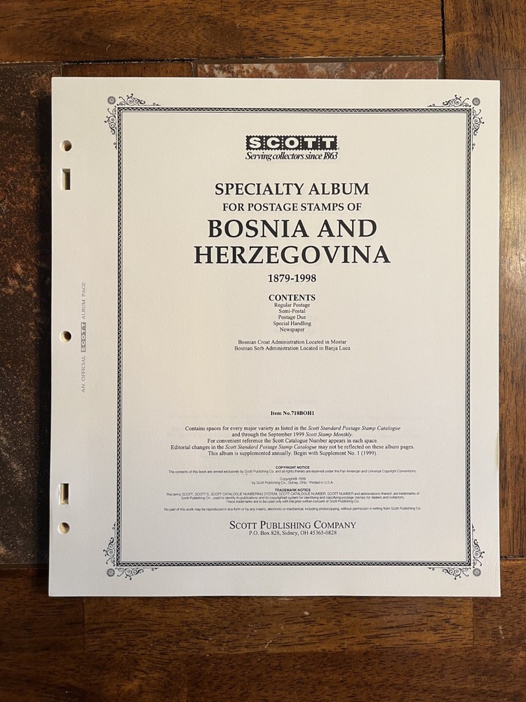 Scott  Specialty  pages for Bosnia Herzegovina  1879-1918 and 1993-2005