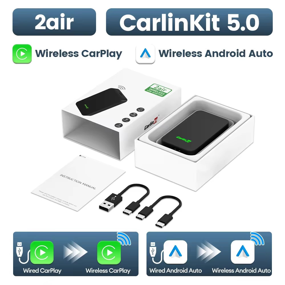 5.0 2Air Wireless Adapter Wireless Android Auto &Carplay Box Plug and Play Wifi