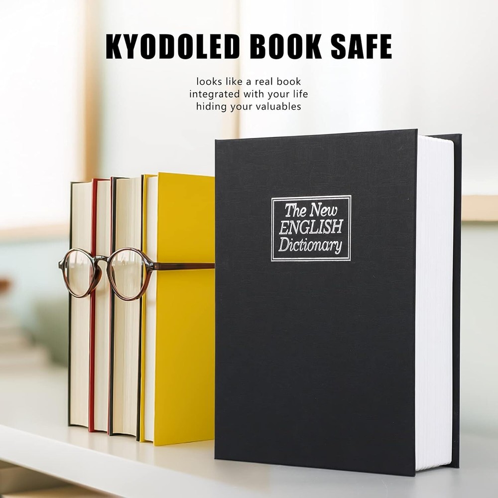 Extra Large Portable Metal Book Safe with Key Lock - Elegant Storage Solution