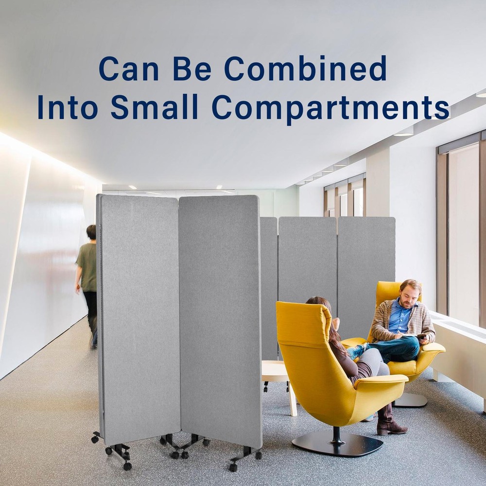 New Acoustic Room Divider Partition Panel Privacy Screen 3 Pack Medium Gray