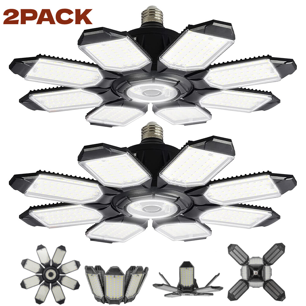 2 Pack Super Bright LED Garage Lights 200W Deformable Ceiling Shop Work Lamps
