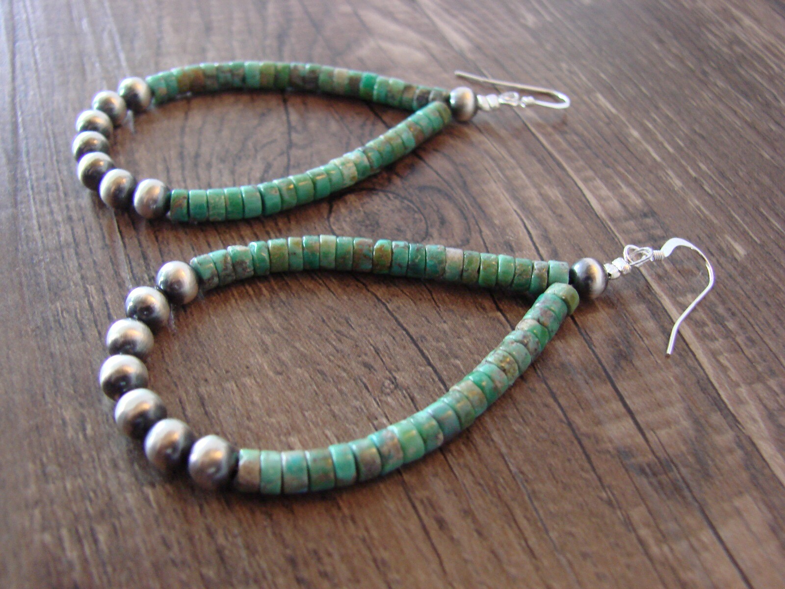 Navajo Indian Turquoise Desert Pearl Dangle Earrings by Doreen Jake