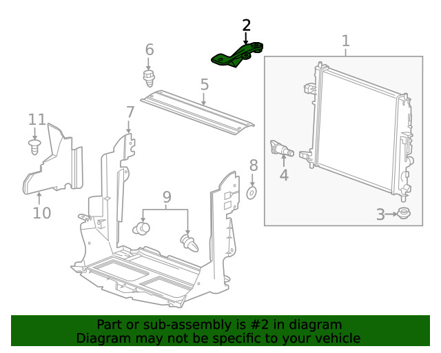 Genuine GM Passenger Side Radiator Upper Bracket 23310046