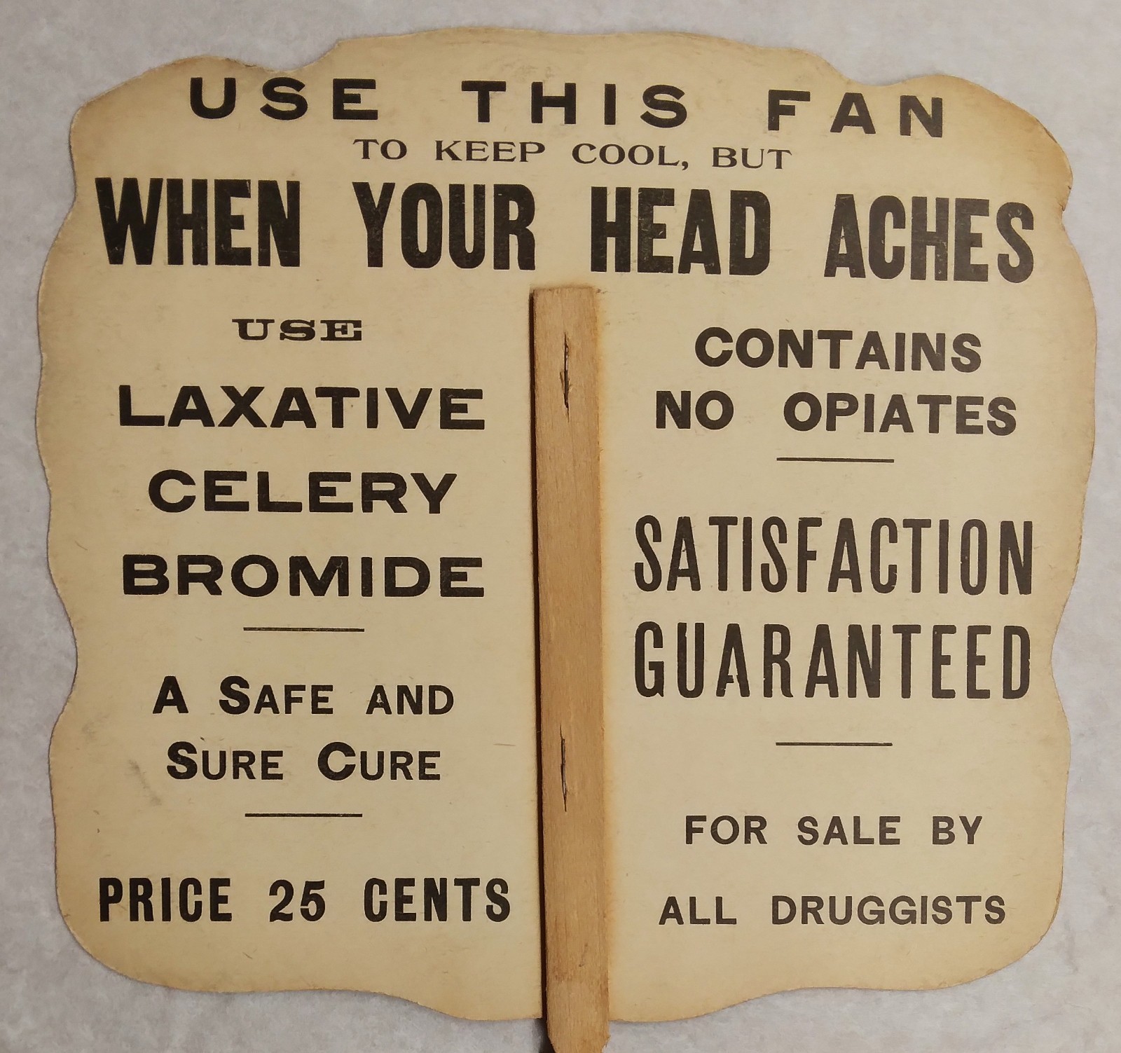 1897 Ad Hand Fan for "Celery Bromide" a "Patent Medicine" Photo by W. H. Rav!!