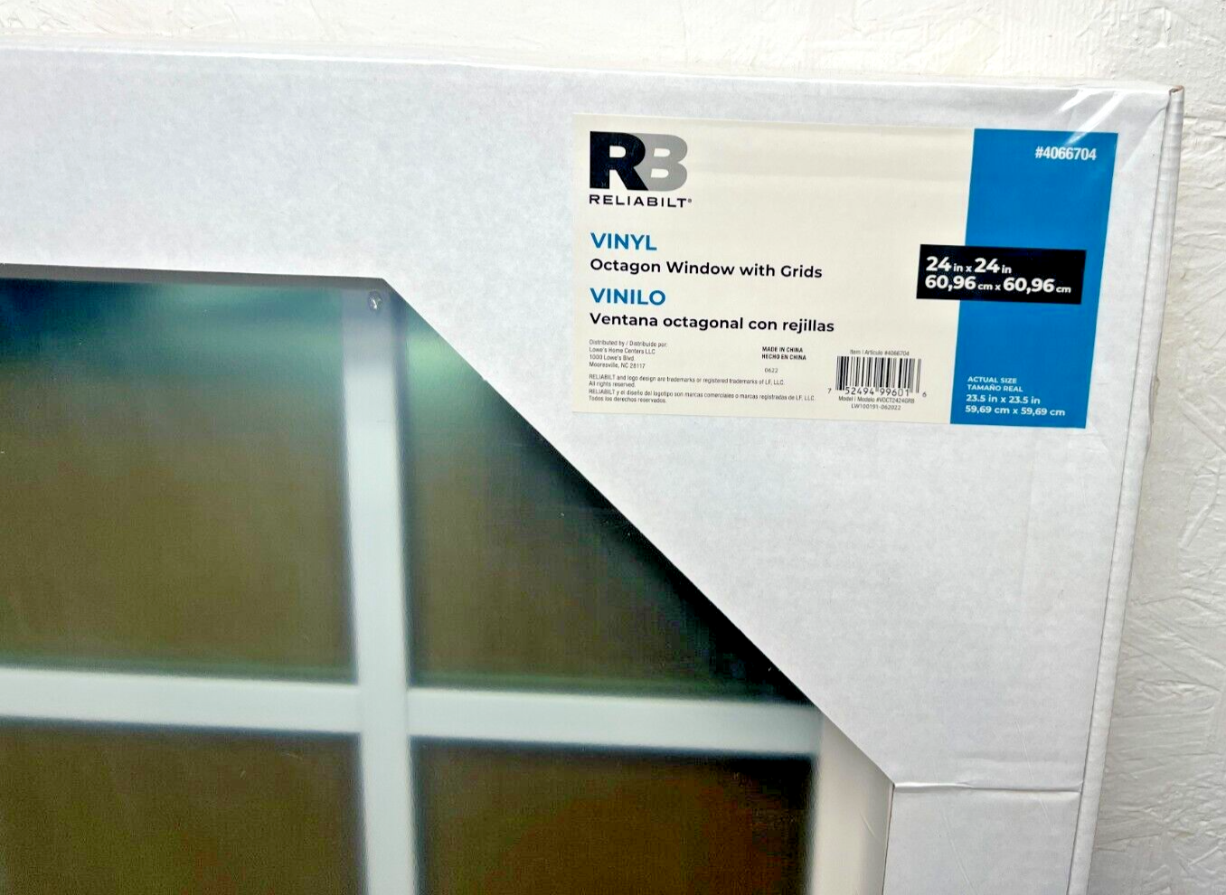 Reliabilit Vinyl Octagon Window 24” x 24” #4066704 White Model VOCT2424GRB
