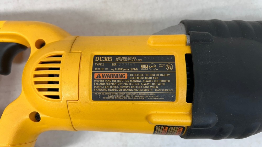 DeWalt DC385 Cordless Variable Speed Reciprocating Saw (Tool Only)